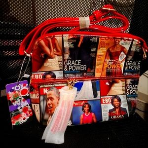 MICHELLE OBAMA HANDBAG, 8x10.5x4, Red Vinyl, NEW WITH TAGS